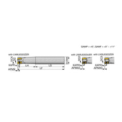 Indexable High-Feed End Mill: 20 mm Cut Dia, 20 mm Straight Shank Uses 3 LNMU Inserts, 1 mm Max Depth, 160 mm OAL, Through Coolant