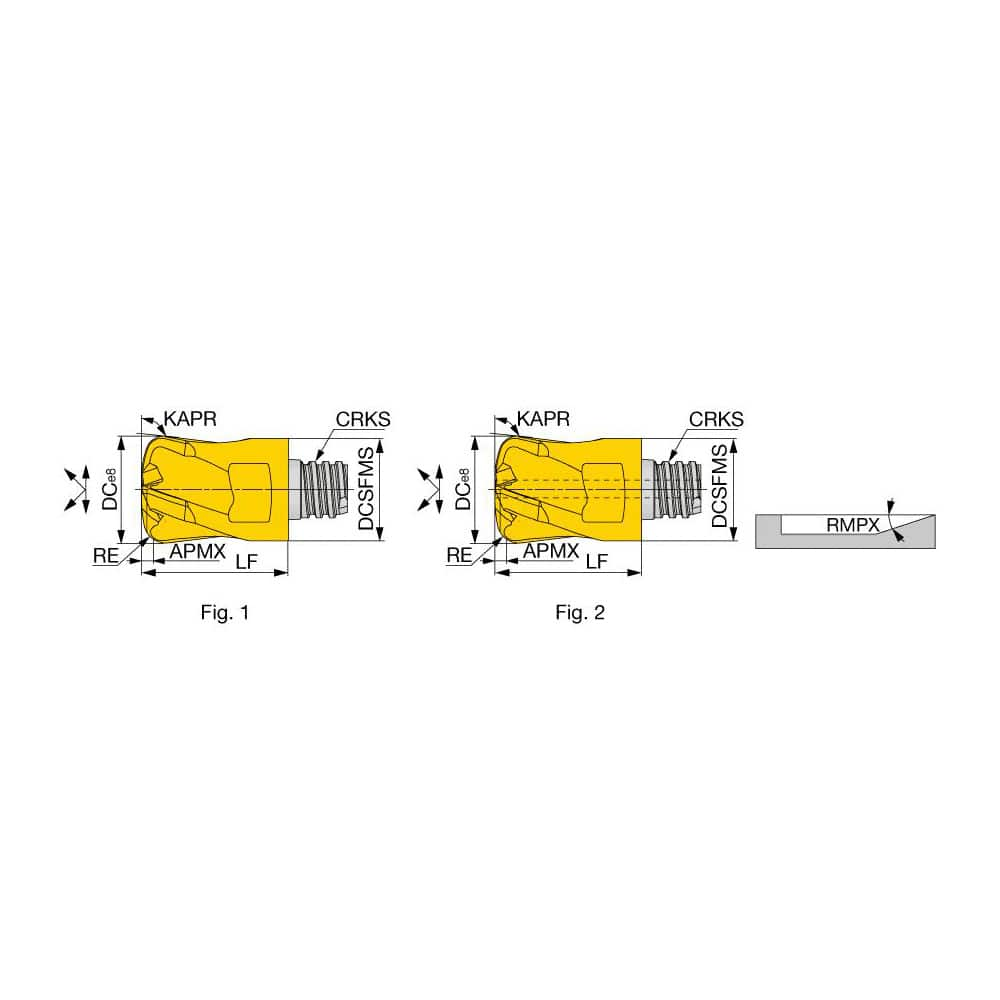 Corner Radius End Mill Head: 4 Flutes S08, TiAlN Coated, Series VFX