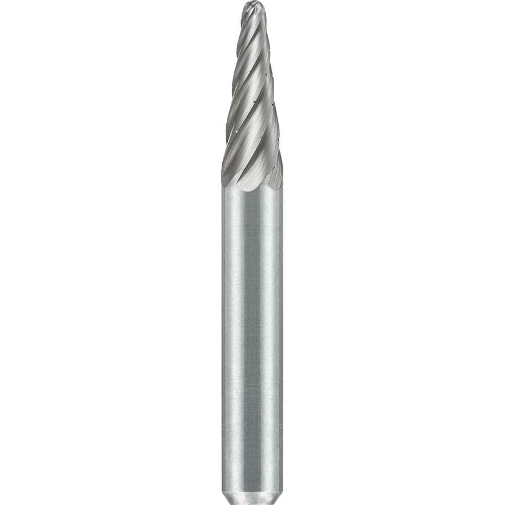 SGS Pro - SL-1, 1/4" Cut Diam, 1/4" Shank Length, NG6, Tungsten Carbide Taper Burr with Radius End - Exact Industrial Supply