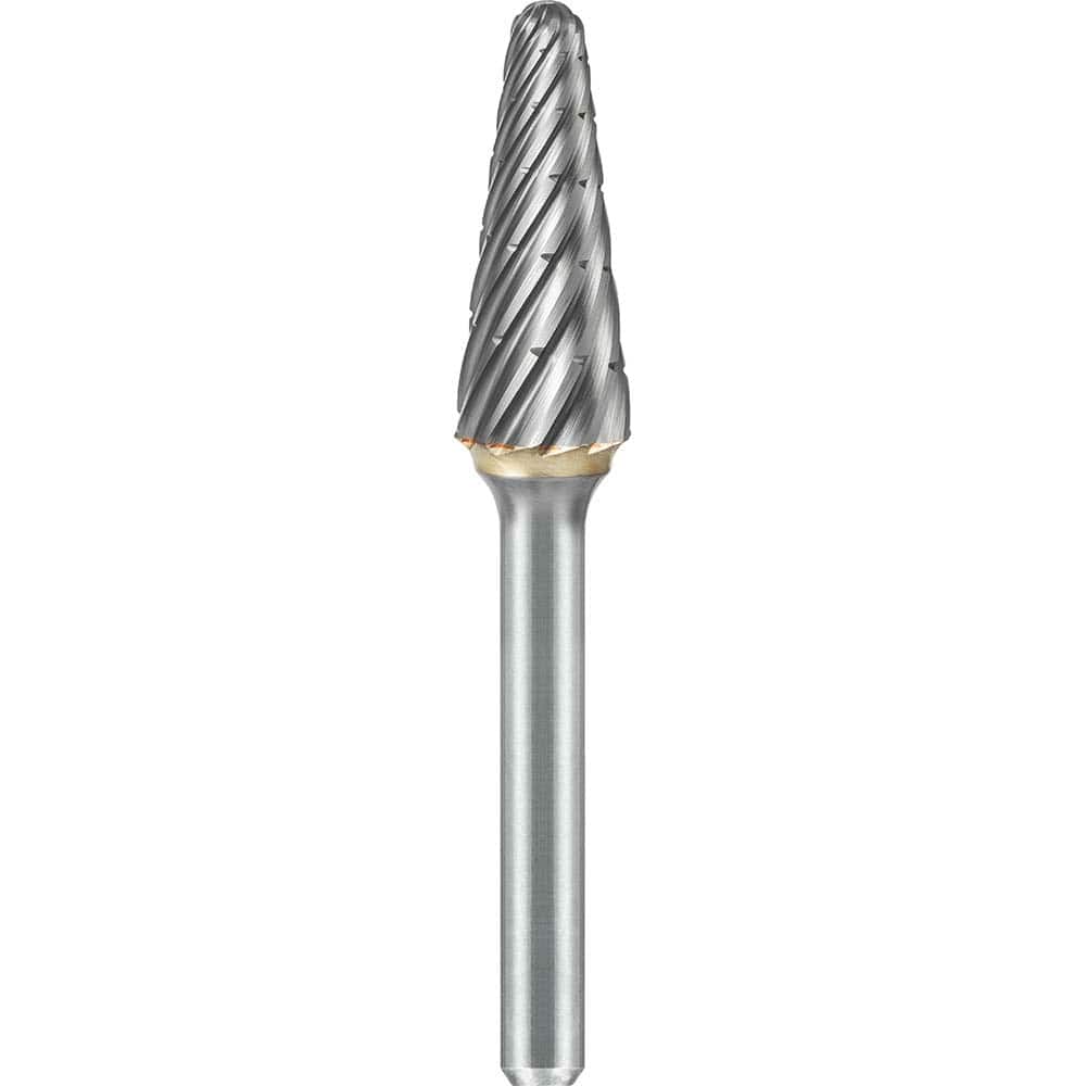 SGS Pro - SL-5, 5/8" Cut Diam, 1/4" Shank Length, NG6, Tungsten Carbide Taper Burr with Radius End - Exact Industrial Supply
