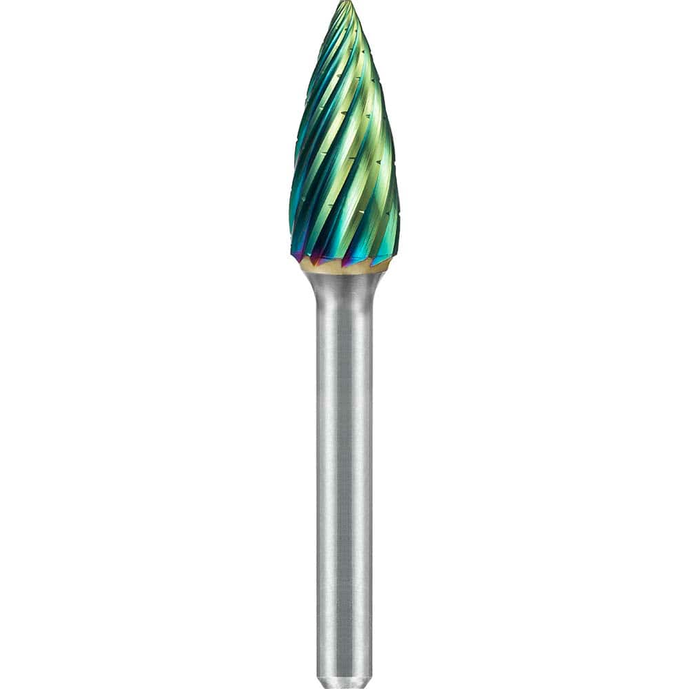 SGS Pro - SG-5, 1/2" Cut Diam, 1/4" Shank Length, NG6, Tungsten Carbide Pointed Tree Burr - Exact Industrial Supply