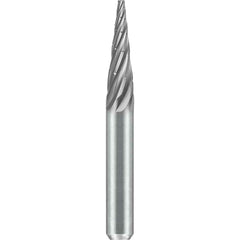 SGS Pro - SM-2, 1/4" Cut Diam, 1/4" Shank Length, NG6, Tungsten Carbide Pointed Cone Burr - Exact Industrial Supply
