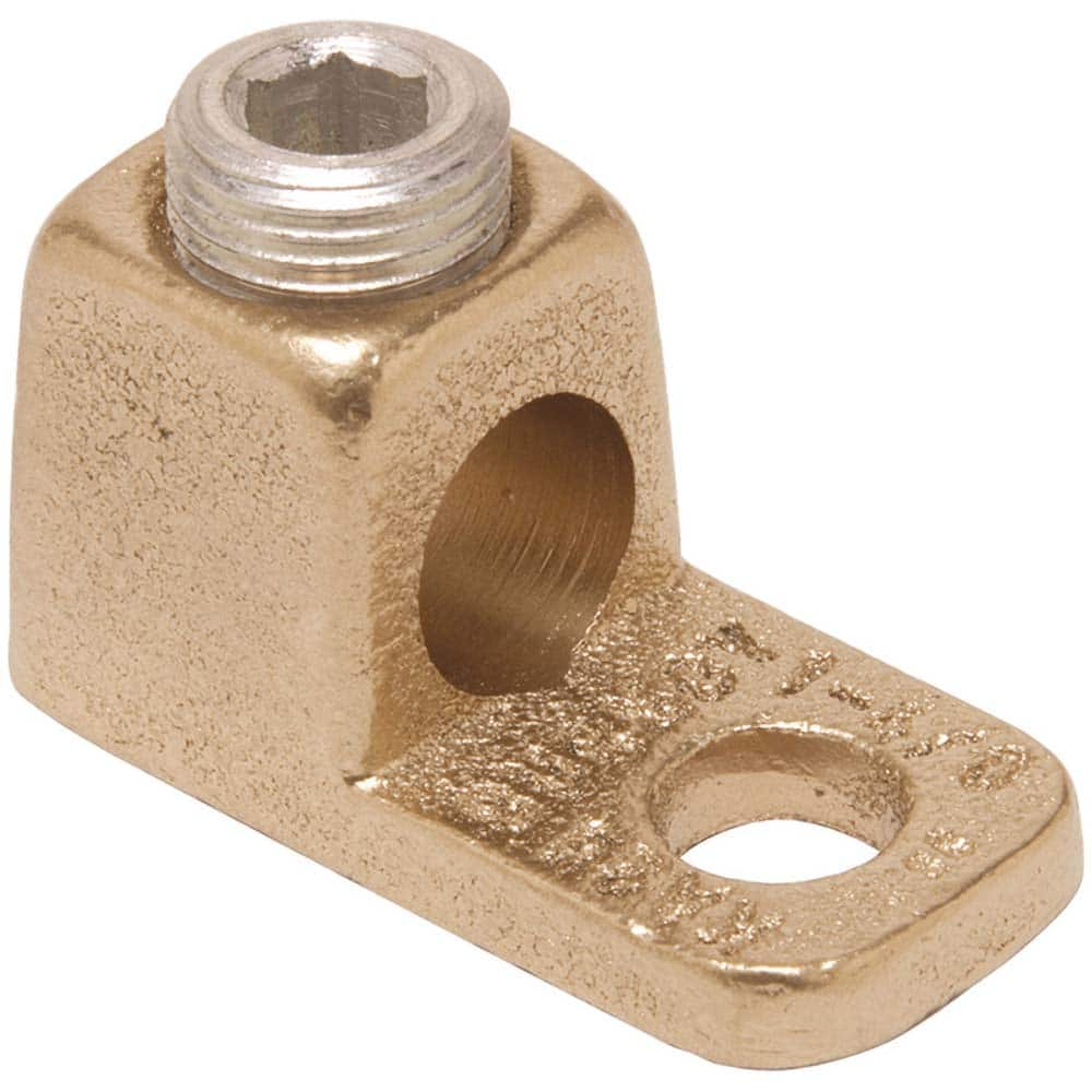 Burndy - Ring Terminals; Terminal Type: Rectangle ; Insulation Type: NonInsulated ; Connection Type: Lug ; Compatible Wire Size (AWG): 1-4/0 (Strand) ; Stud Size (Inch): 3/8 ; Color: Copper - Exact Industrial Supply