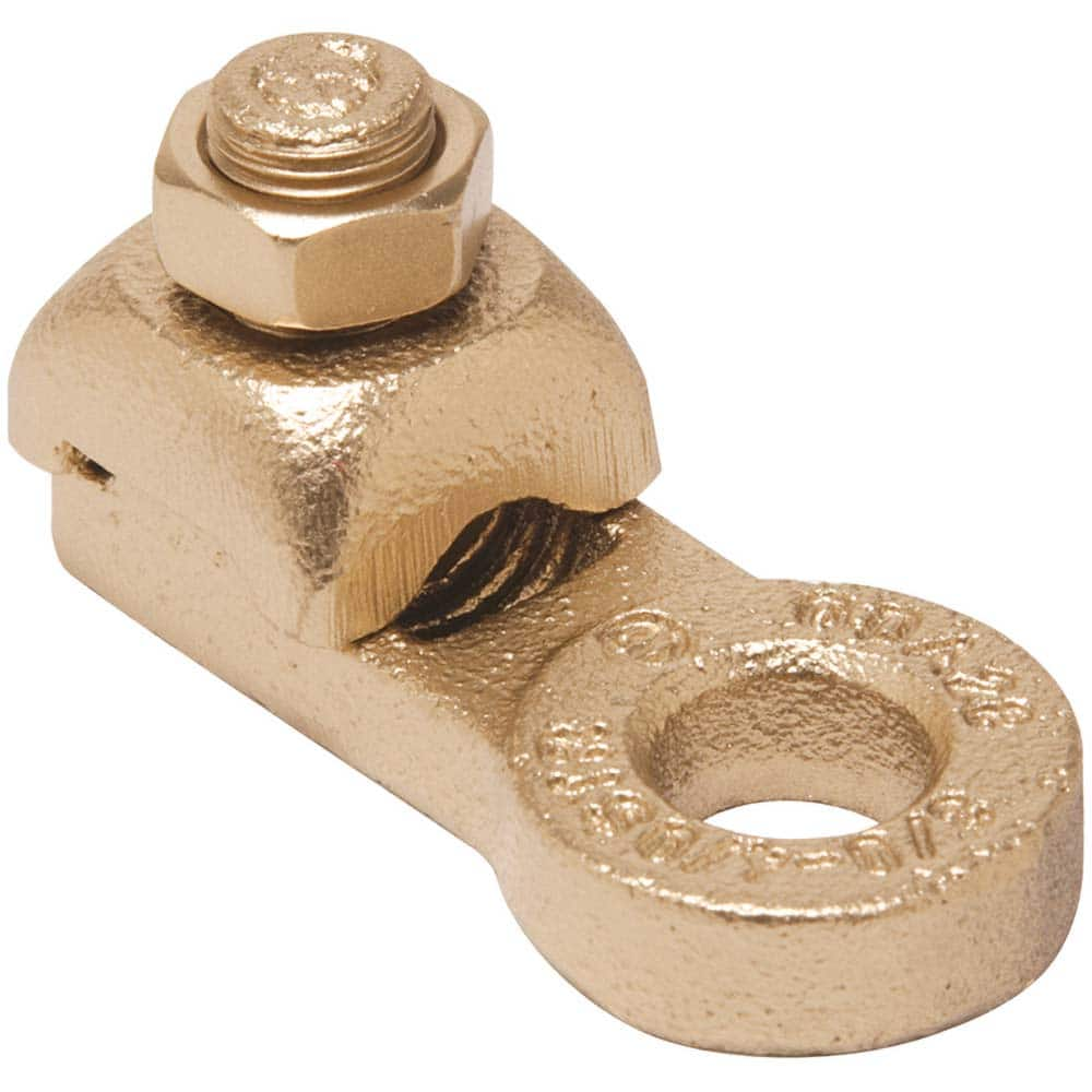 Burndy - Ring Terminals; Terminal Type: Rectangle ; Insulation Type: NonInsulated ; Connection Type: Lug ; Compatible Wire Size (AWG): 4-1 (Strand) ; Stud Size (Inch): 3/8 ; Color: Copper