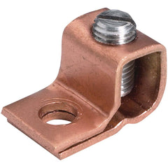 Burndy - Ring Terminals; Terminal Type: Rectangle ; Insulation Type: NonInsulated ; Connection Type: Lug ; Compatible Wire Size (AWG): 10-4 ; Stud Size (#): 10 ; Color: Copper - Exact Industrial Supply