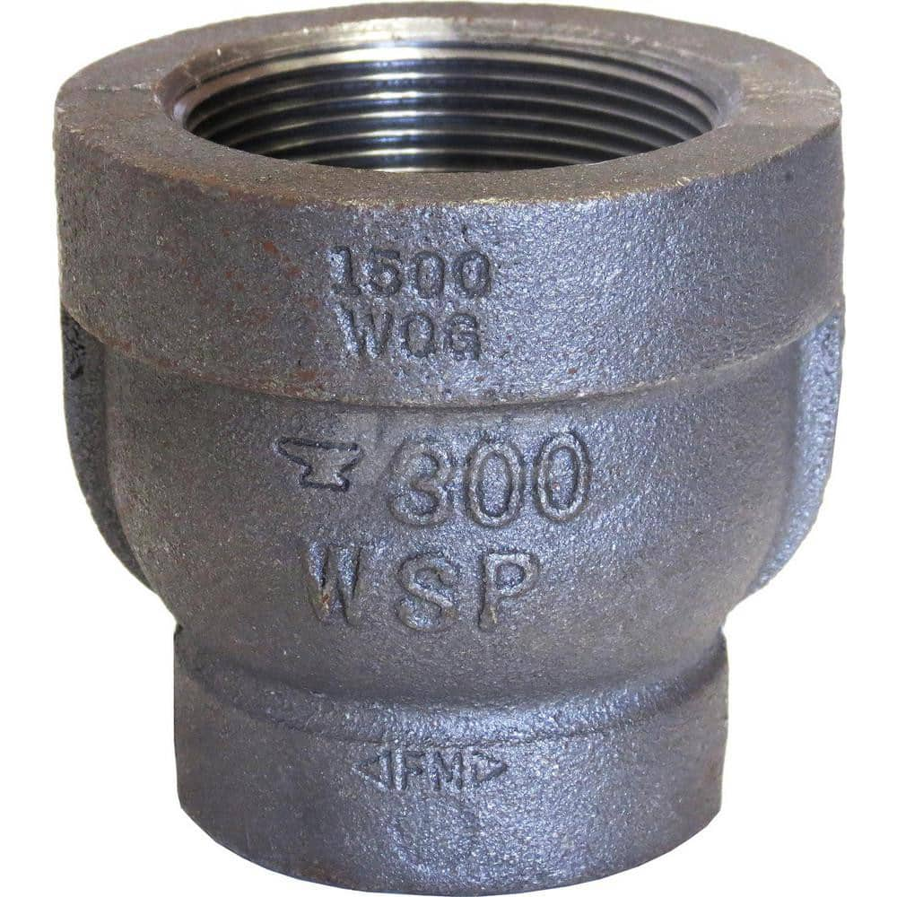 Black Reducing Coupling: 1-1/2 x 3/4″, 300 psi, Threaded Malleable Iron, Black Finish, Class 300