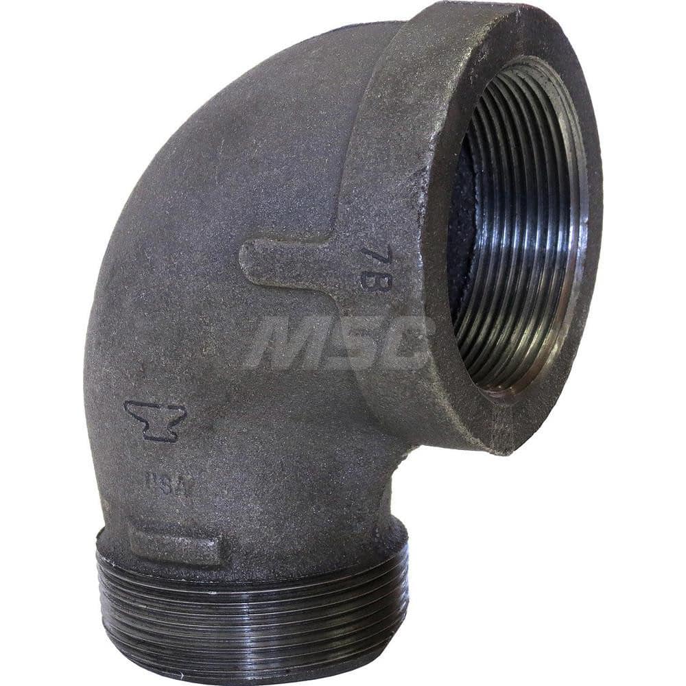 Black 90 ° Street Elbow: 1-1/2 x 1-1/4″, 150 psi, Threaded Malleable Iron, Galvanized Finish, Class 150