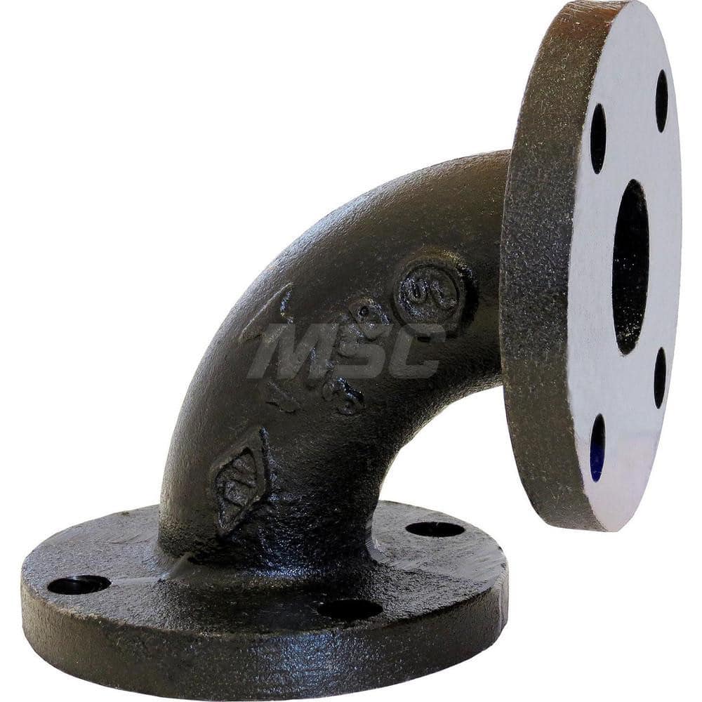 Black 90 ° Flanged Elbow: 3″, 125 psi, Threaded Cast Iron, Black Finish, Class 125