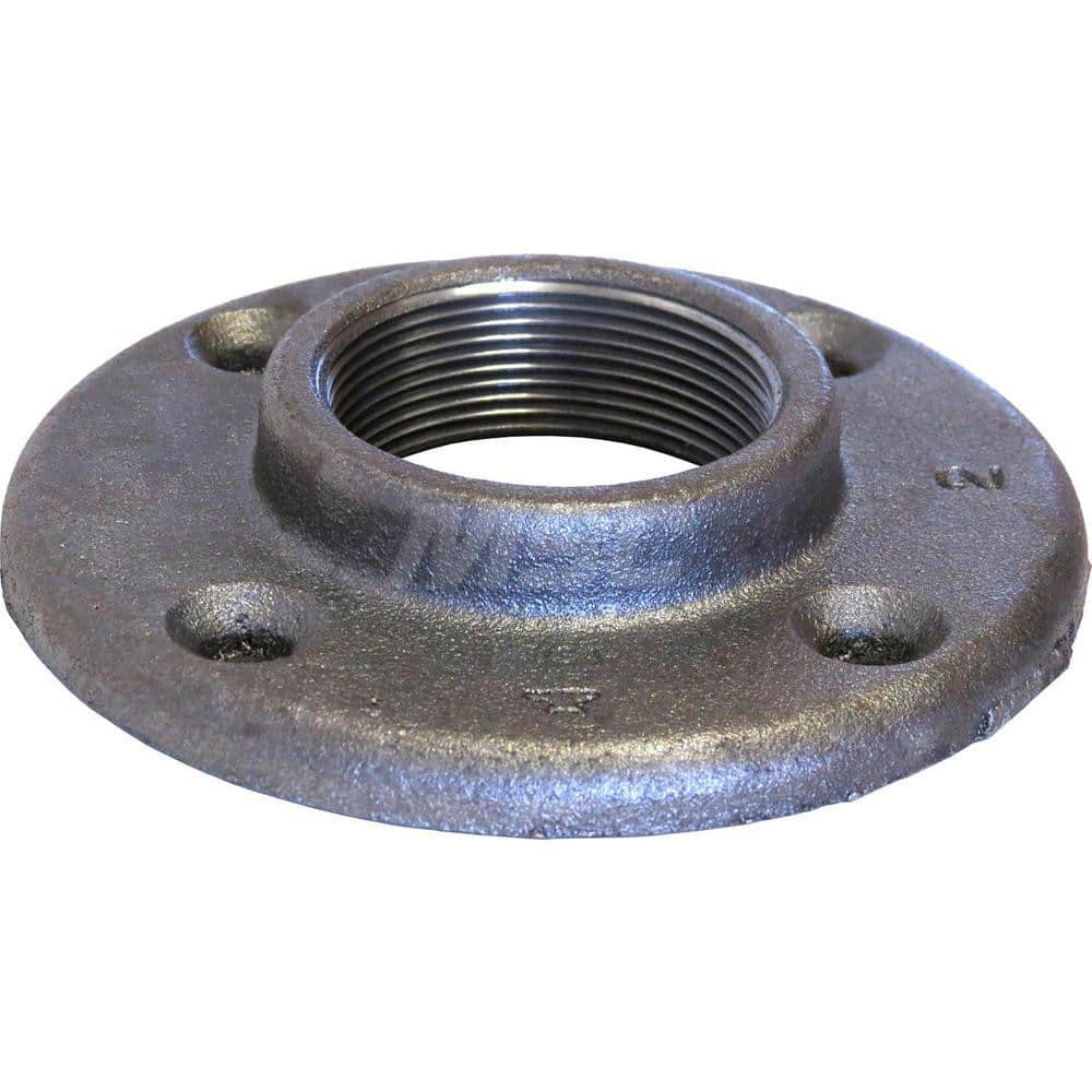 Black Floor Flange: 1-1/2″, 150 psi, Threaded Malleable Iron, Black Finish, Class 150