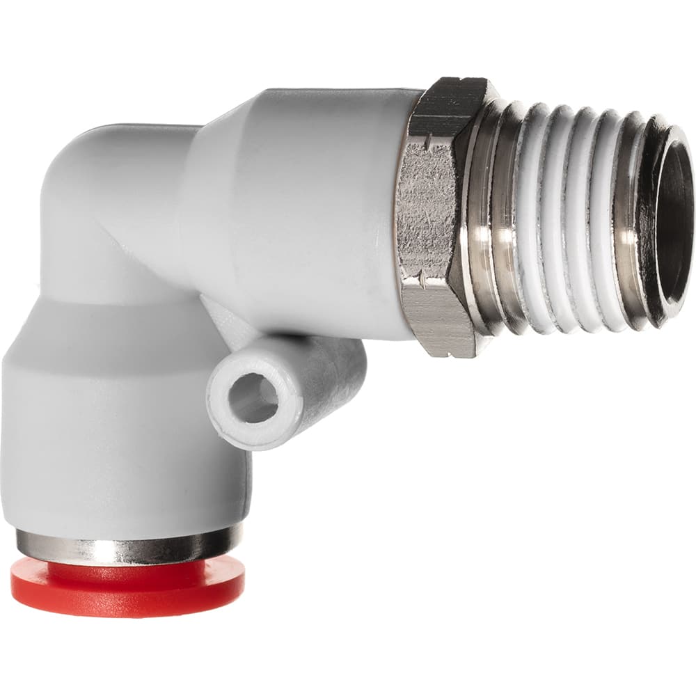 Push-To-Connect Tube Fitting: Male Elbow, 1/4″ OD Polybutylene, 350 psi