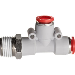 Push-To-Connect Tube Fitting: Male Run Tee, 3/8″ OD Polybutylene, 350 psi