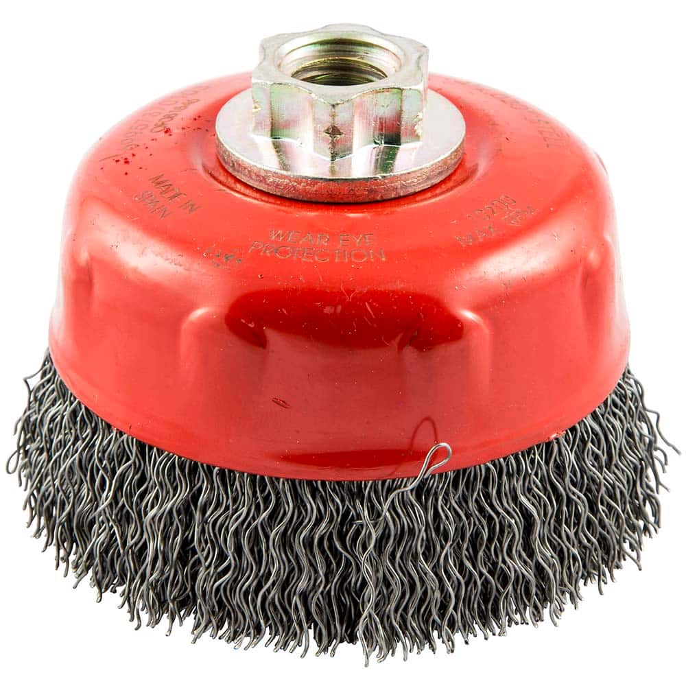 Norton - 4" Diam 5/8-11 Threaded Arbor Carbon Steel Fill Cup Brush - Best Tool & Supply