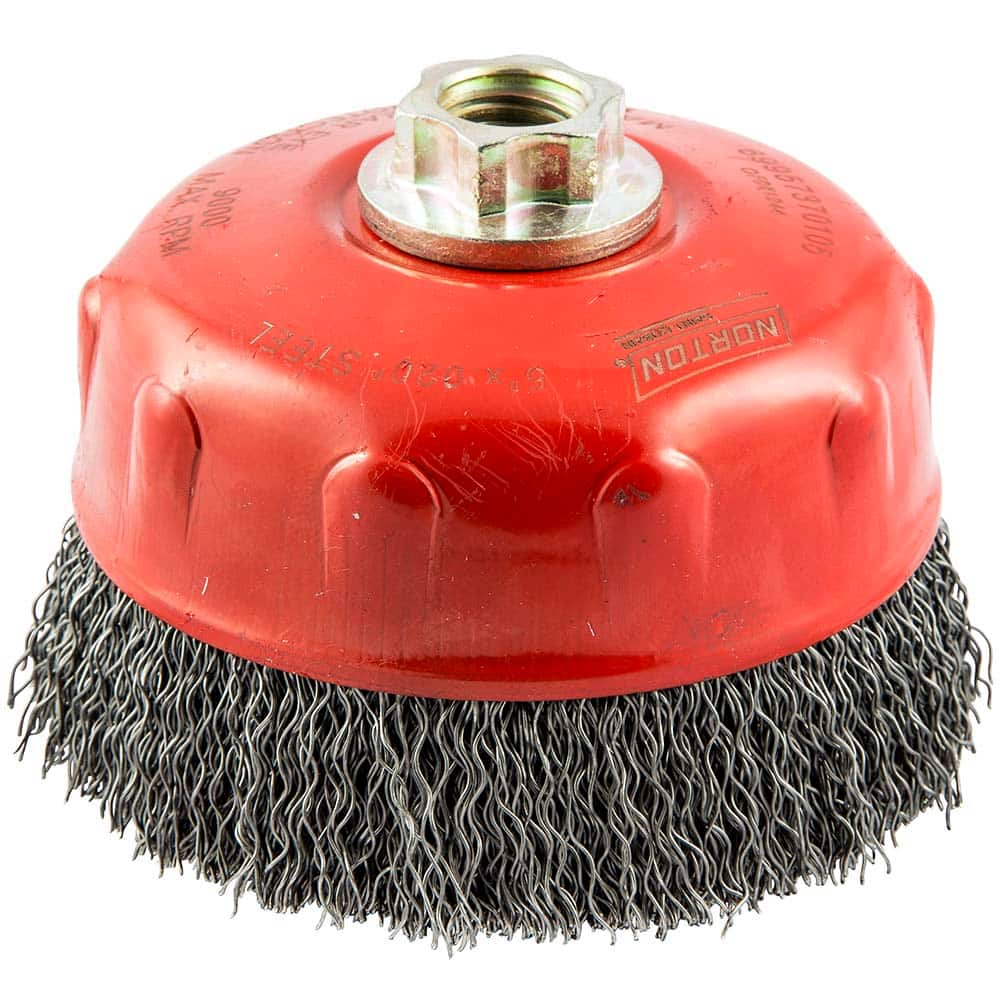 Norton - 5" Diam 5/8-11 Threaded Arbor Carbon Steel Fill Cup Brush - Best Tool & Supply