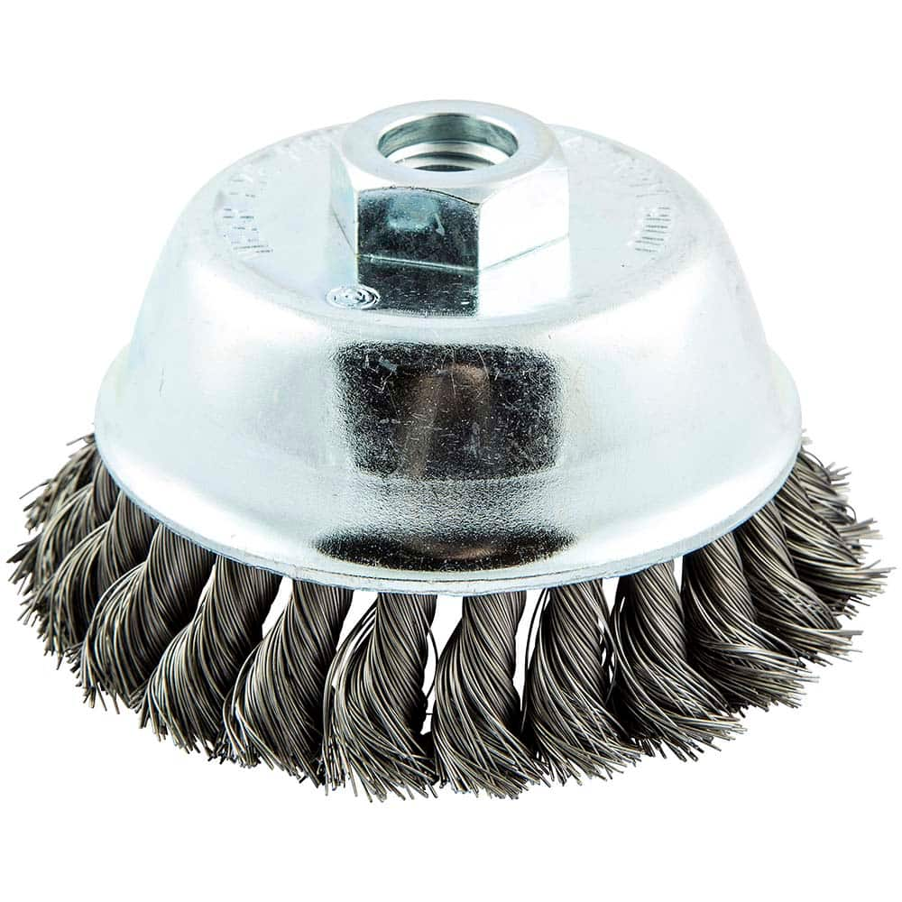 Norton - 4" Diam 5/8-11 Threaded Arbor Carbon Steel Fill Cup Brush - Best Tool & Supply