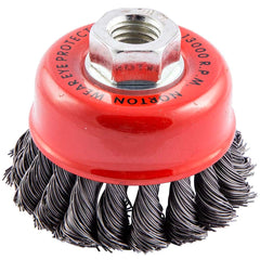 Norton - 3-1/2" Diam 5/8-11 Threaded Arbor Carbon Steel Fill Cup Brush - Best Tool & Supply