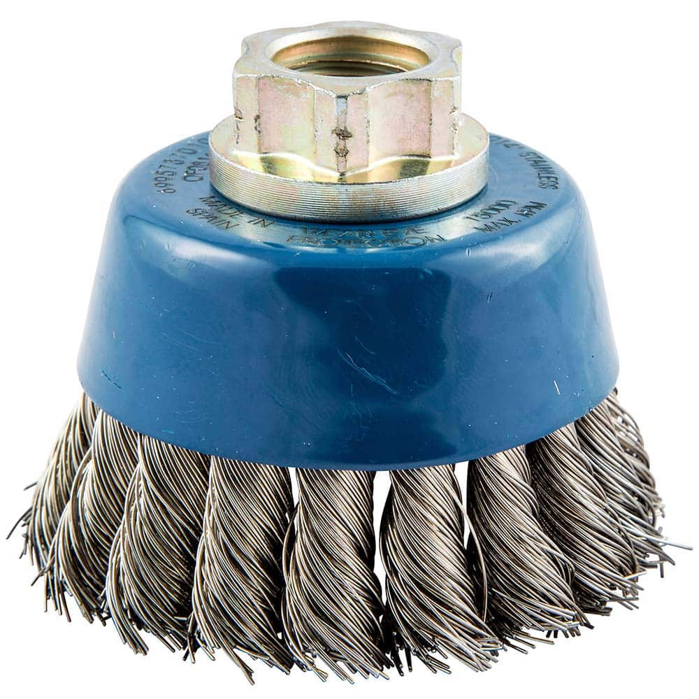 Norton - 2-3/4" Diam 5/8-11 Threaded Arbor Stainless Steel Fill Cup Brush - Best Tool & Supply