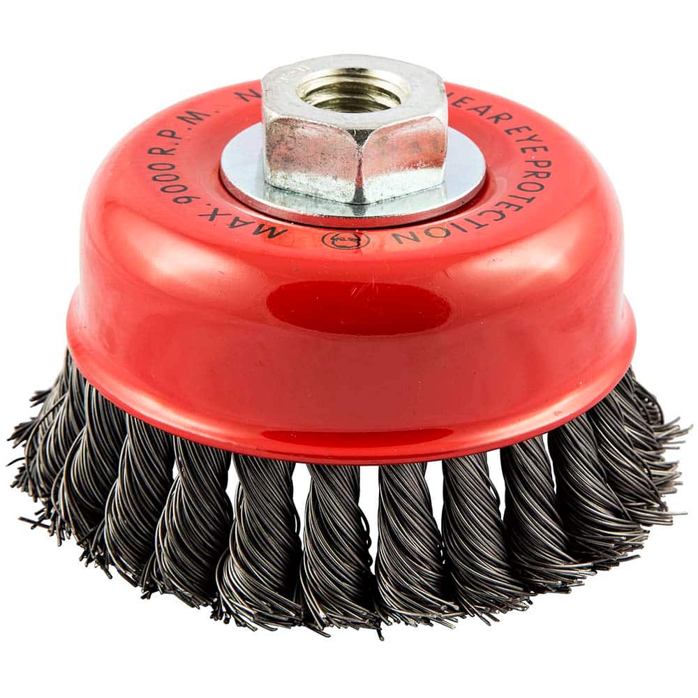 Norton - 4" Diam 5/8-11 Threaded Arbor Carbon Steel Fill Cup Brush - Best Tool & Supply