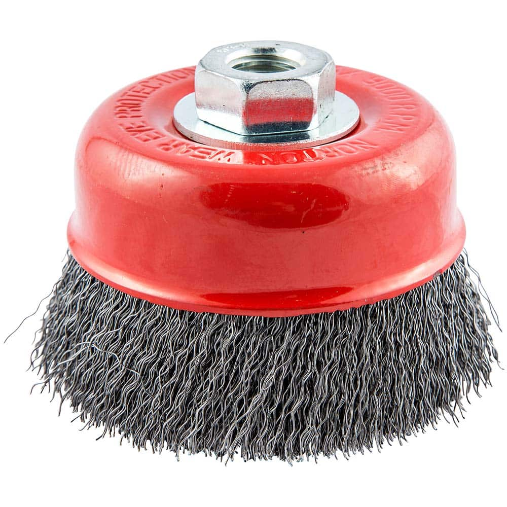 Norton - 4" Diam 5/8-11 Threaded Arbor Carbon Steel Fill Cup Brush - Best Tool & Supply