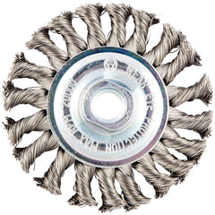 Norton - 4" OD, 5/8-11 Arbor Hole, Knotted Stainless Steel Wheel Brush - Best Tool & Supply