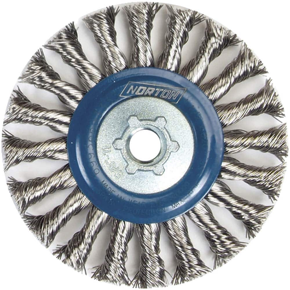 Norton - 5" OD, 5/8-11 Arbor Hole, Knotted Stainless Steel Wheel Brush - Best Tool & Supply