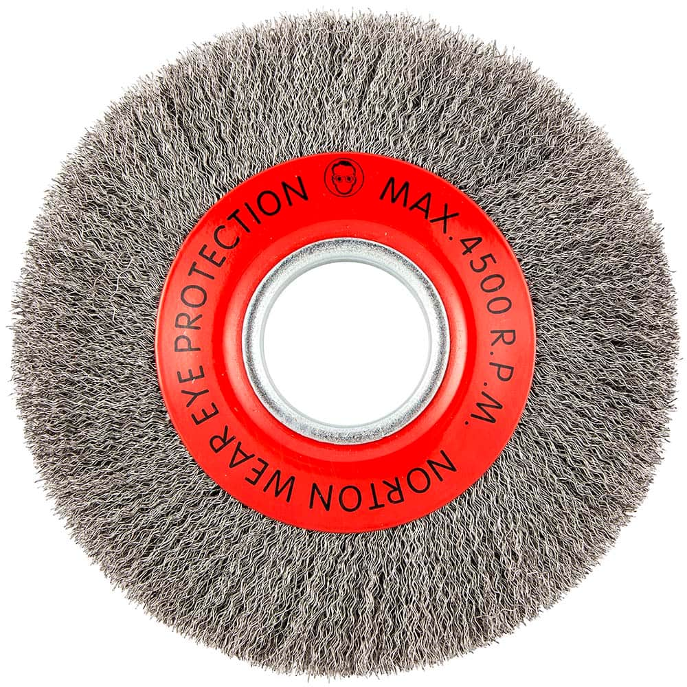 Norton - 8" OD, 2" Arbor Hole, Crimped Carbon Wheel Brush - Best Tool & Supply