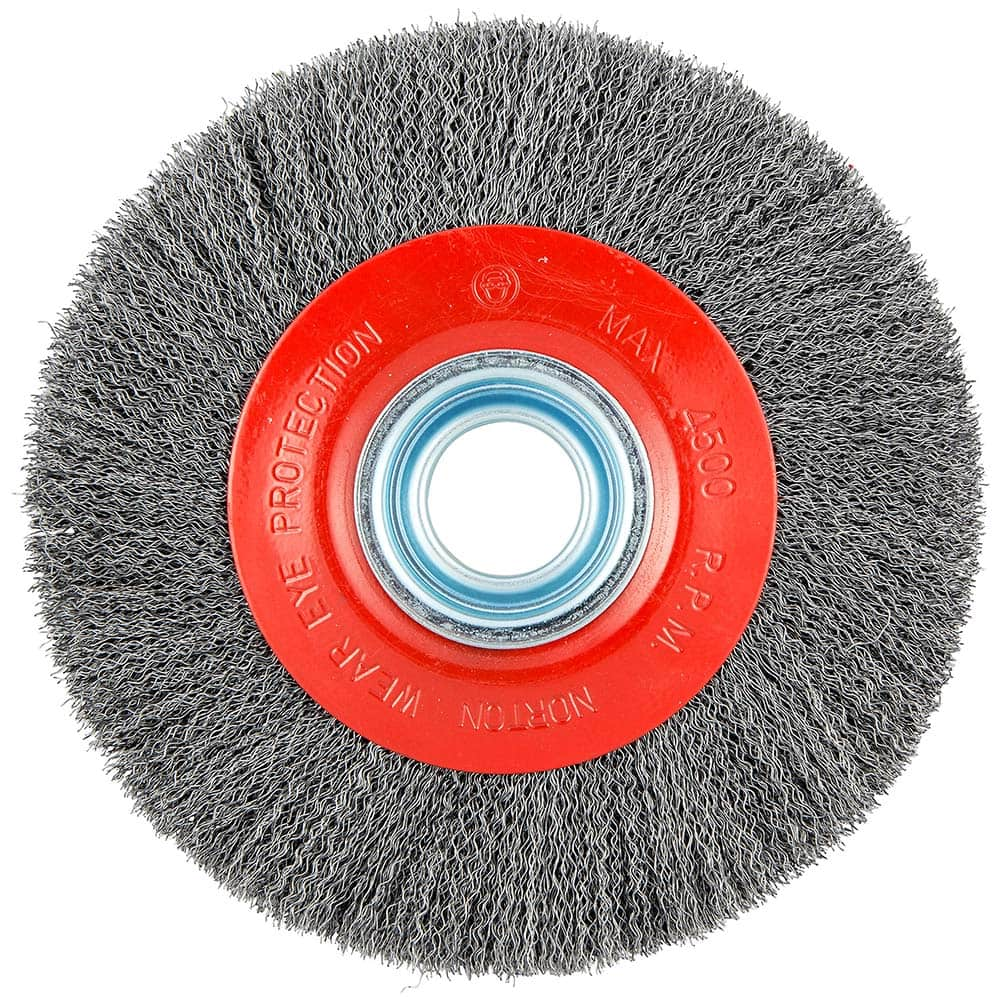 Norton - 8" OD, 1-1/4" Arbor Hole, Crimped Carbon Wheel Brush - Best Tool & Supply