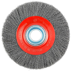 Norton - 8" OD, 1-1/4" Arbor Hole, Crimped Carbon Wheel Brush - Best Tool & Supply