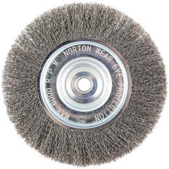 Norton - 8" OD, 5/8" Arbor Hole, Crimped Carbon Wheel Brush - Best Tool & Supply