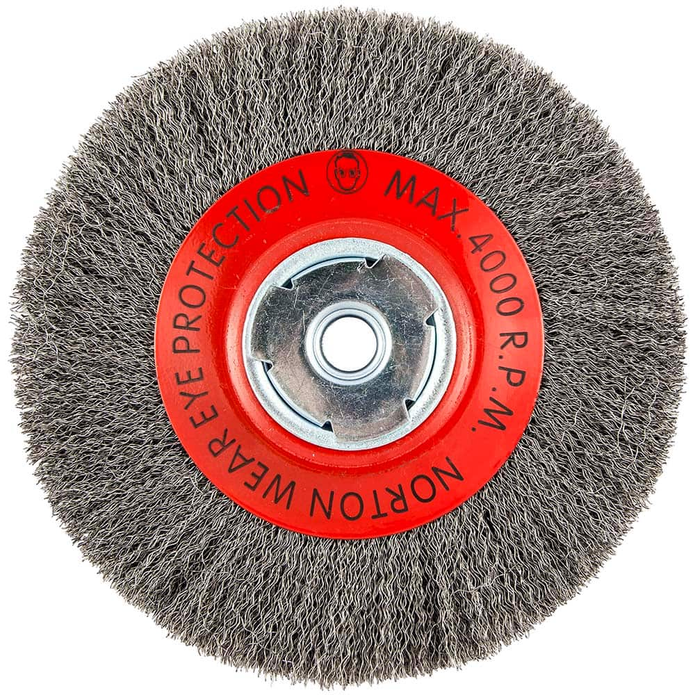 Norton - 8" OD, 5/8" Arbor Hole, Crimped Carbon Wheel Brush - Best Tool & Supply