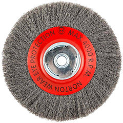 Norton - 8" OD, 5/8" Arbor Hole, Crimped Carbon Wheel Brush - Best Tool & Supply