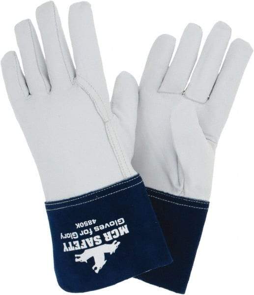 MCR Safety - Size L Kevlar Lined Goatskin Welding Glove - White/Blue, Pair - Best Tool & Supply