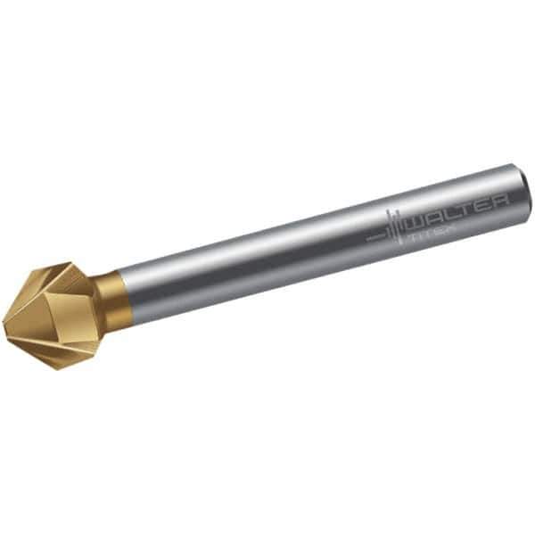 Walter-Titex - 8mm Head Diam, 6mm Shank Diam, 3 Flute 90° High Speed Steel Countersink - TiN Finish, 50mm OAL, Single End, Straight Shank, Right Hand Cut - Best Tool & Supply