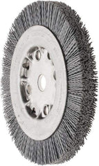 Weiler - 6" OD, 5/8" Arbor Hole, Crimped Nylon Wheel Brush - 5/8" Face Width, 7/8" Trim Length, 0.035" Filament Diam, 4,500 RPM - Best Tool & Supply