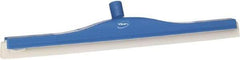 Vikan - 24" Foam Rubber Blade Floor Squeegee - Double Edge, Blue, Plastic Holder - Best Tool & Supply