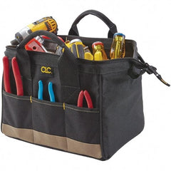 CLC - 14 Pocket Black & Khaki Polyester Tool Bag - 14" Wide x 8-1/2" Deep x 8" High - Best Tool & Supply