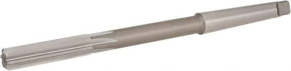 Hertel - 17/32" High Speed Steel 6 Flute Chucking Reamer - Straight Flute, 1MT Morse Taper Shank, 2" Flute Length, 8" OAL - Best Tool & Supply