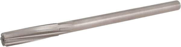 Hertel - 17/32" High Speed Steel 6 Flute Chucking Reamer - Spiral Flute, 0.4355" Straight Shank, 2" Flute Length, 8" OAL - Best Tool & Supply