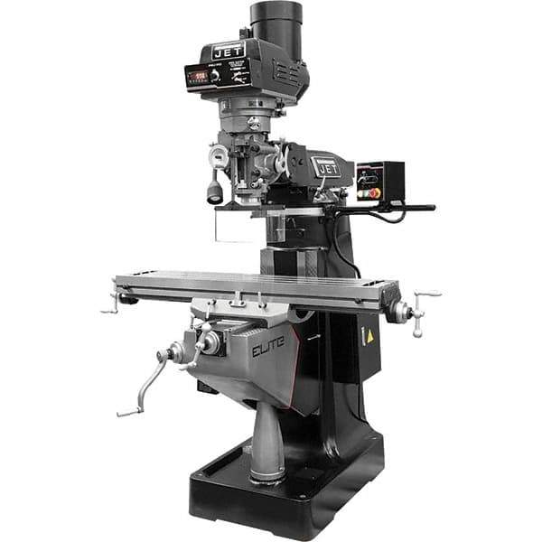 Jet - 9" Table Width x 49" Table Length, Electronic Variable Speed Control, 3 Phase Knee Milling Machine - R8 Spindle Taper, 3 hp - Best Tool & Supply