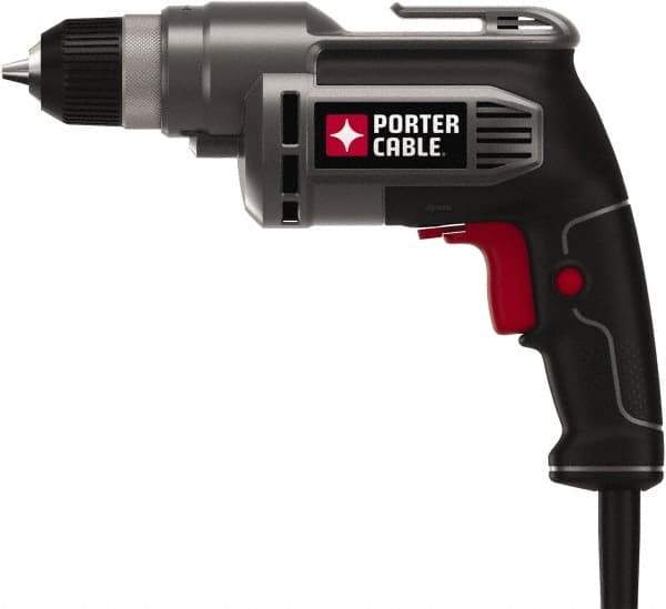 Porter-Cable - 3/8" Keyless Chuck, 2,500 RPM, Pistol Grip Handle Electric Drill - 6.5 Amps, 120 Volts, Reversible, Includes 3/8" Drill - Best Tool & Supply