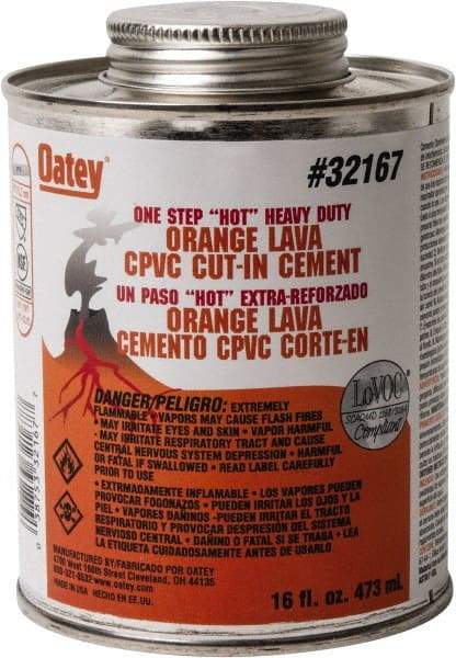 Oatey - 16 oz All-Purpose Medium Bodied Cement - Orange, Use with PVC & CPVC - Best Tool & Supply