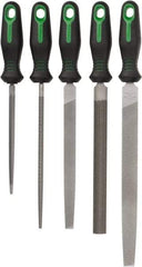 Nicholson - 5 Piece American Pattern File Set - 10", 8", 6" Long, Bastard Coarseness, Ergonomic Handle, Set Includes Round, Half Round, Mill, Slim Taper, Flat - Best Tool & Supply