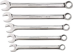 GearWrench - 5 Piece, 1-1/16" to 1-1/2", 12 Point Combination Wrench Set - Inch Measurement Standard, Chrome Finish - Best Tool & Supply