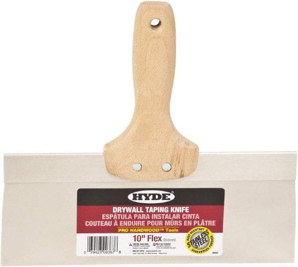 Hyde Tools - 10" Wide Flexible Blade Stainless Steel Joint Knife - Flexible, Hardwood Handle - Best Tool & Supply