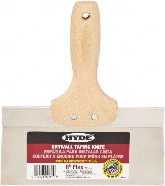 Hyde Tools - 8" Wide Flexible Blade Stainless Steel Joint Knife - Flexible, Hardwood Handle - Best Tool & Supply