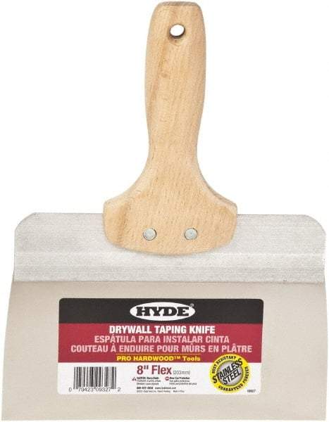 Hyde Tools - 8" Wide Flexible Blade Stainless Steel Joint Knife - Flexible, Hardwood Handle - Best Tool & Supply