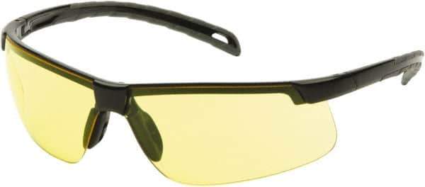 PYRAMEX - Yellow Lenses, Framed Safety Glasses - Scratch Resistant, Black Polycarbonate Frame, Size Universal, Wrap Around - Best Tool & Supply