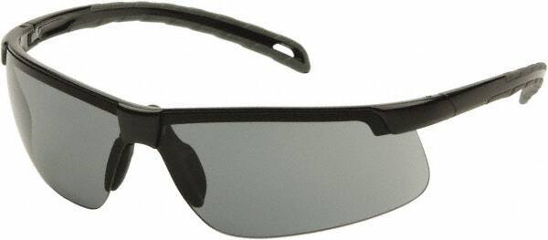 PYRAMEX - Gray Lenses, Framed Safety Glasses - Anti-Fog, Scratch Resistant, Black Polycarbonate Frame, Size Universal, Wrap Around - Best Tool & Supply