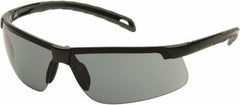 PYRAMEX - Gray Lenses, Framed Safety Glasses - Anti-Fog, Scratch Resistant, Black Polycarbonate Frame, Size Universal, Wrap Around - Best Tool & Supply