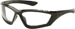 PYRAMEX - Clear Lenses, Framed Safety Glasses - Anti-Fog, Scratch Resistant, Black Nylon Frame, Size Universal, Wrap Around - Best Tool & Supply