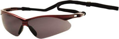 PYRAMEX - Gray Lenses, Framed Safety Glasses - Scratch Resistant, Red Nylon Frame, Size Universal, Wrap Around - Best Tool & Supply